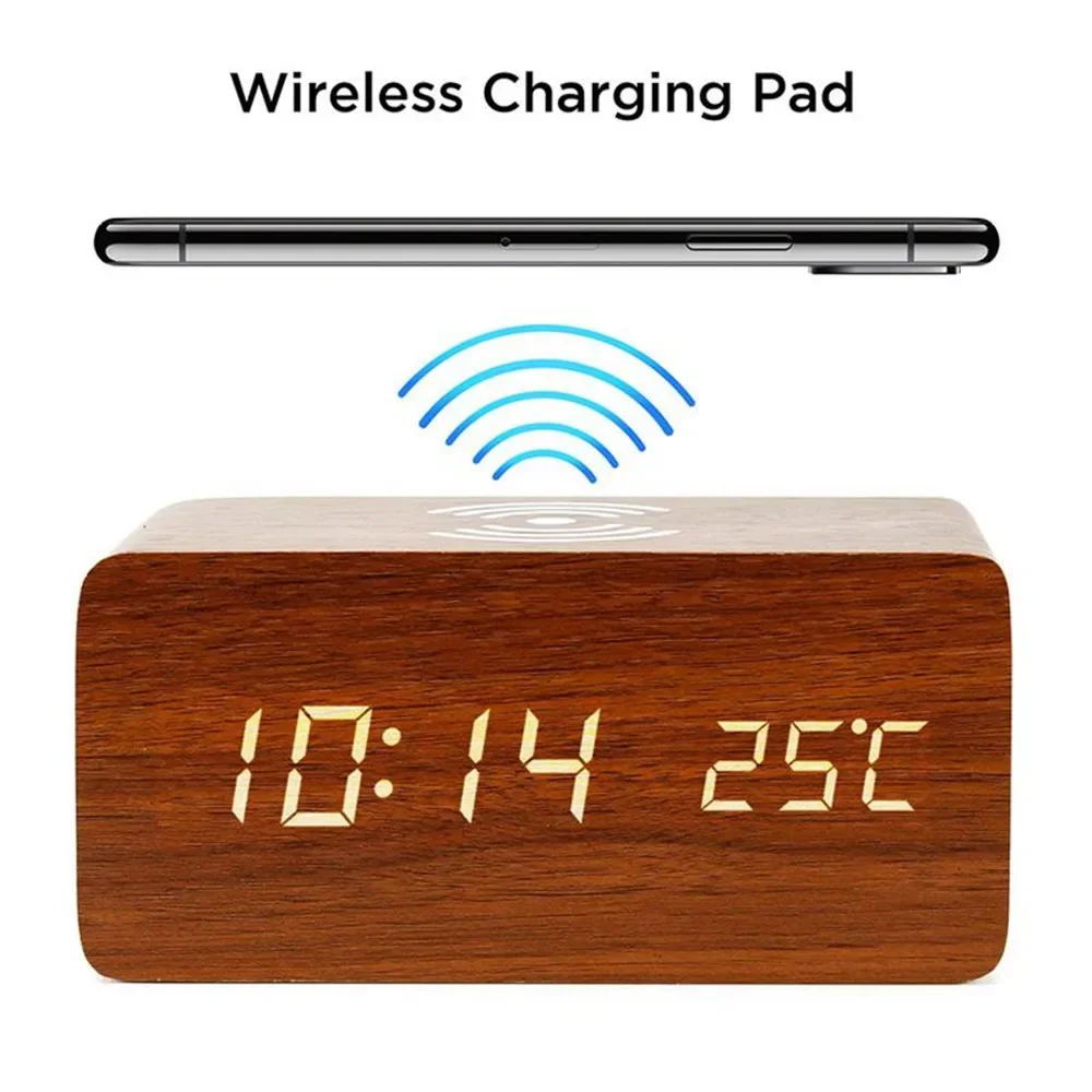 Alarm Clock LED Digital Wooden - Modern Electronics Gadgets 评论和价格