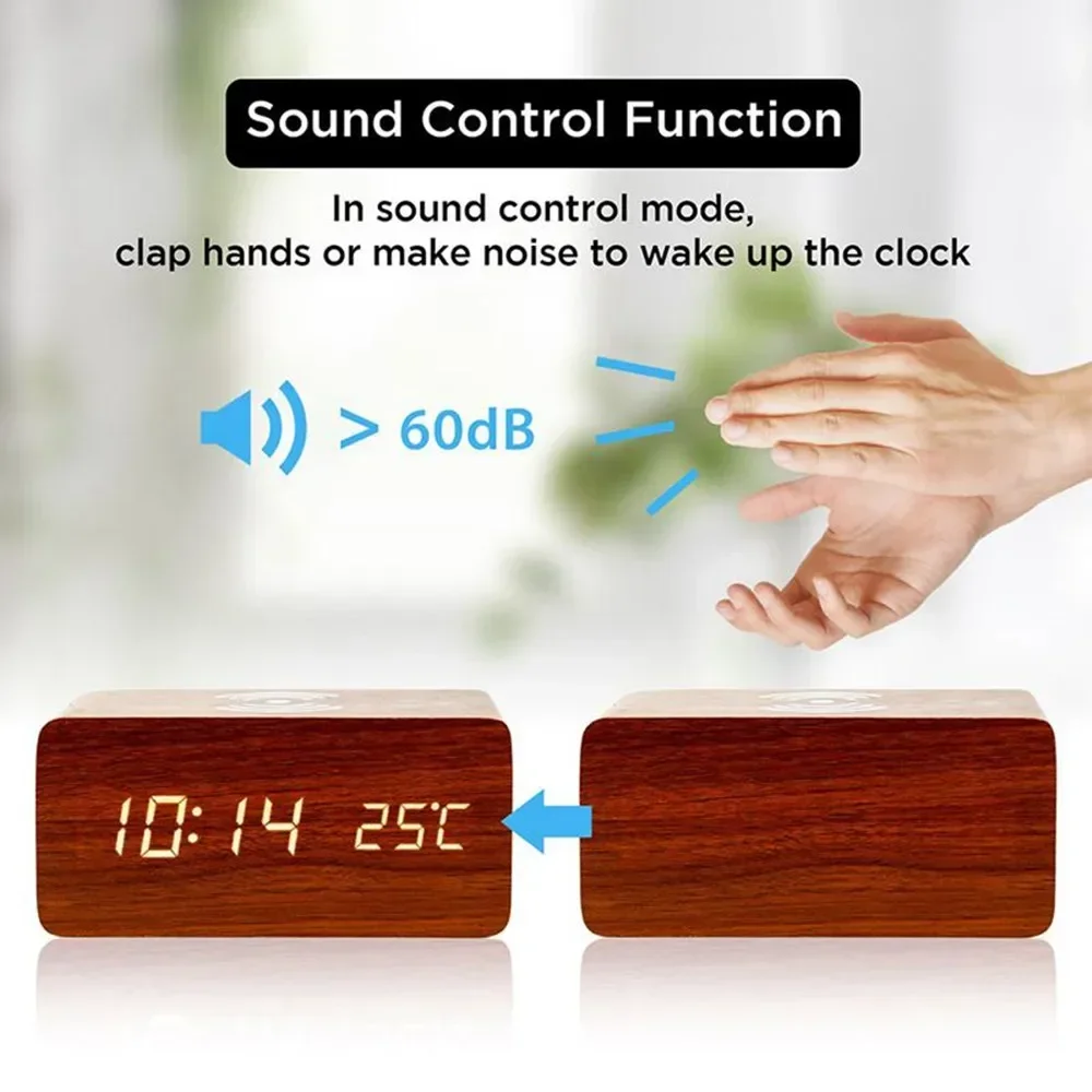 Alarm Clock LED Digital Wooden - Modern Electronics Gadgets 评论和价格
