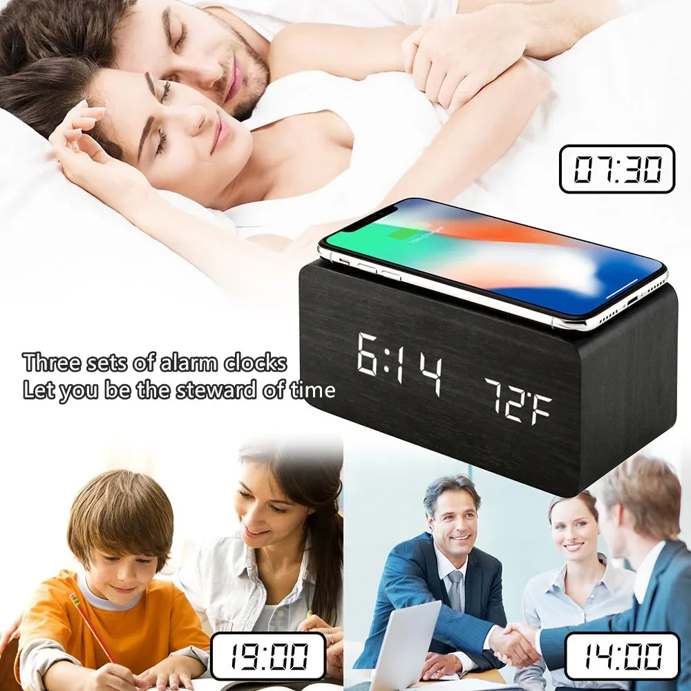 Alarm Clock LED Digital Wooden - Modern Electronics Gadgets 评论和价格