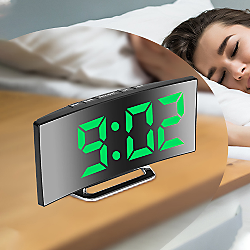 LED Digital Alarm Clock Curved - Modern Electronics Gadgets 评论和价格