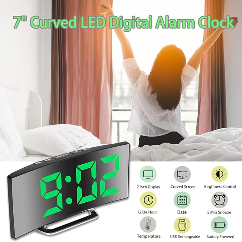 LED Digital Alarm Clock Curved - Modern Electronics Gadgets 评论和价格
